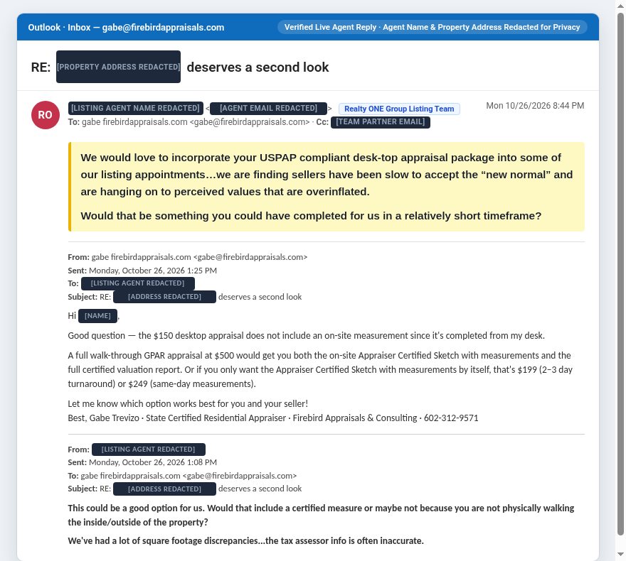 Verified Live Listing Agent Reply Screenshot